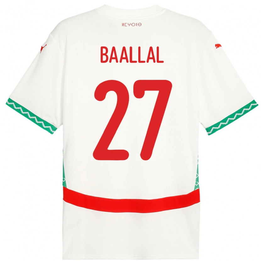 Danxen Dame Marokko Adam Baallal #27 Hvit Bortetrøye Drakt Trøye 24-26 Skjorter T-Skjorte