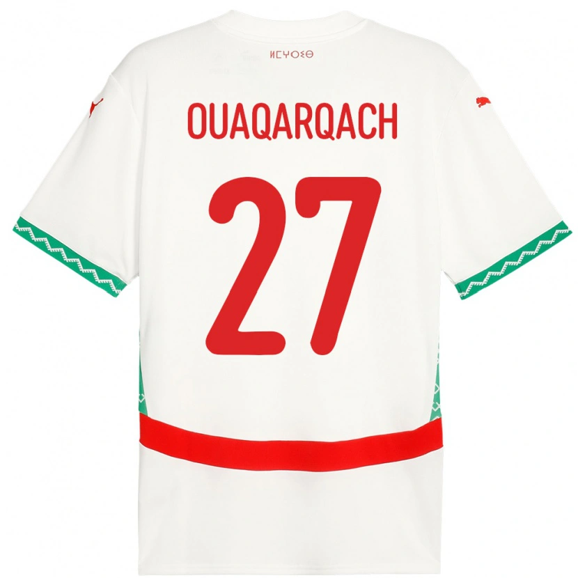 Danxen Dame Marokko Abdelkader Ouaqarqach #27 Hvit Bortetrøye Drakt Trøye 24-26 Skjorter T-Skjorte