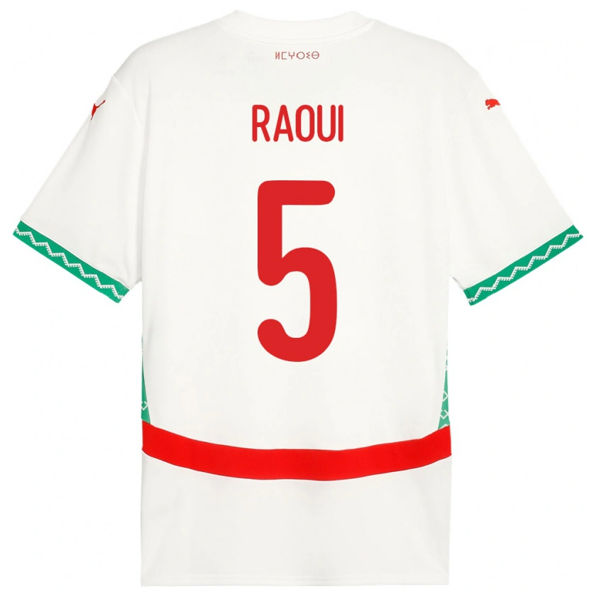 Danxen Dame Marokko Oussama Raoui #5 Hvit Bortetrøye Drakt Trøye 24-26 Skjorter T-Skjorte