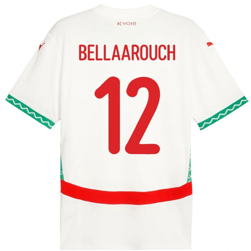 Danxen Dame Marokko Alaa Bellaarouch #12 Hvit Bortetrøye Drakt Trøye 24-26 Skjorter T-Skjorte