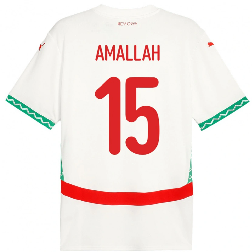 Danxen Dame Marokko Selim Amallah #15 Hvit Bortetrøye Drakt Trøye 24-26 Skjorter T-Skjorte