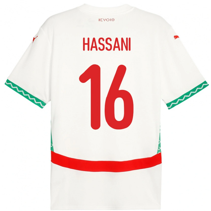 Danxen Dame Marokko Samya Hassani #16 Hvit Bortetrøye Drakt Trøye 24-26 Skjorter T-Skjorte