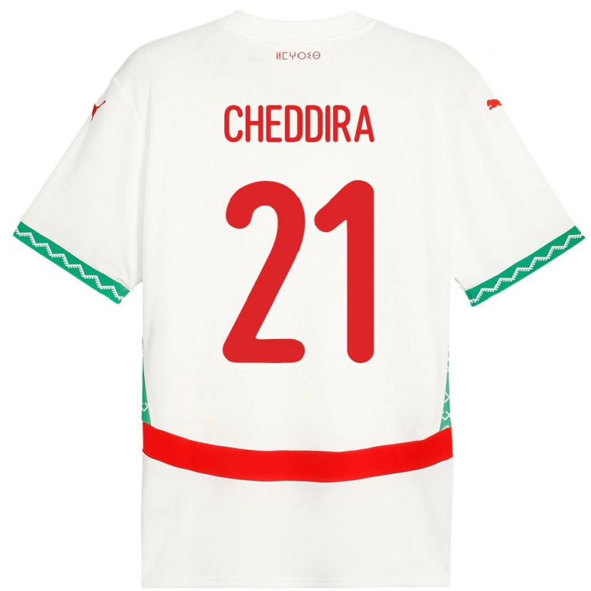 Danxen Dame Marokko Walid Cheddira #21 Hvit Bortetrøye Drakt Trøye 24-26 Skjorter T-Skjorte