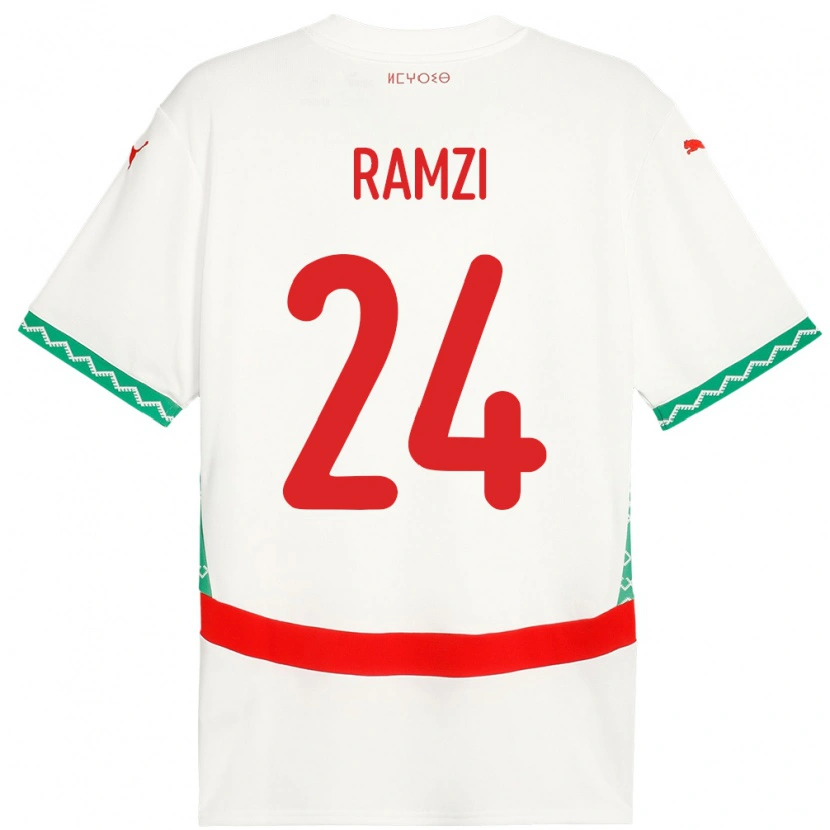 Danxen Dame Marokko Achraf Ramzi #24 Hvit Bortetrøye Drakt Trøye 24-26 Skjorter T-Skjorte