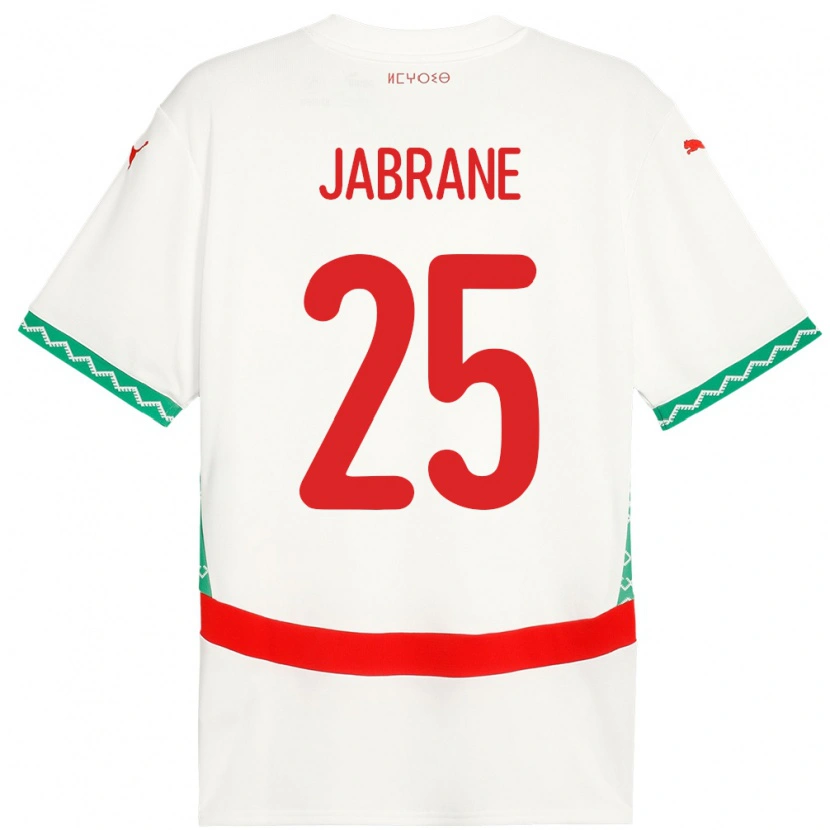 Danxen Dame Marokko Yahya Jabrane #25 Hvit Bortetrøye Drakt Trøye 24-26 Skjorter T-Skjorte