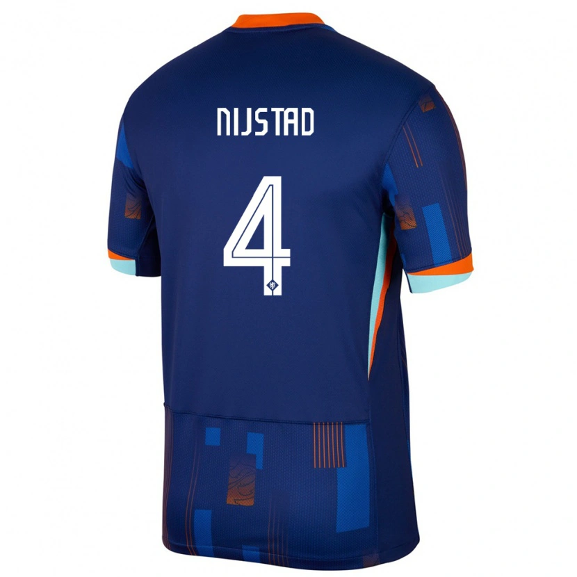 Danxen Dame Nederland Ruud Nijstad #4 Blå Bortetrøye Drakt Trøye 24-26 Skjorter T-Skjorte