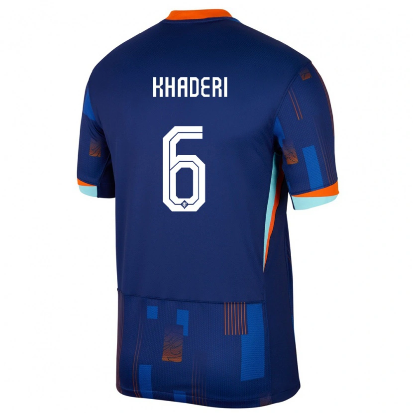 Danxen Dame Nederland Benjamin Khaderi #6 Blå Bortetrøye Drakt Trøye 24-26 Skjorter T-Skjorte