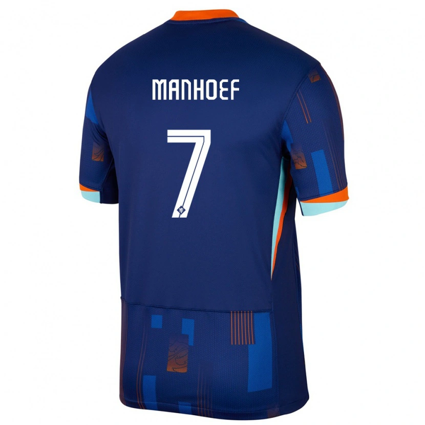 Danxen Dame Nederland Million Manhoef #7 Blå Bortetrøye Drakt Trøye 24-26 Skjorter T-Skjorte
