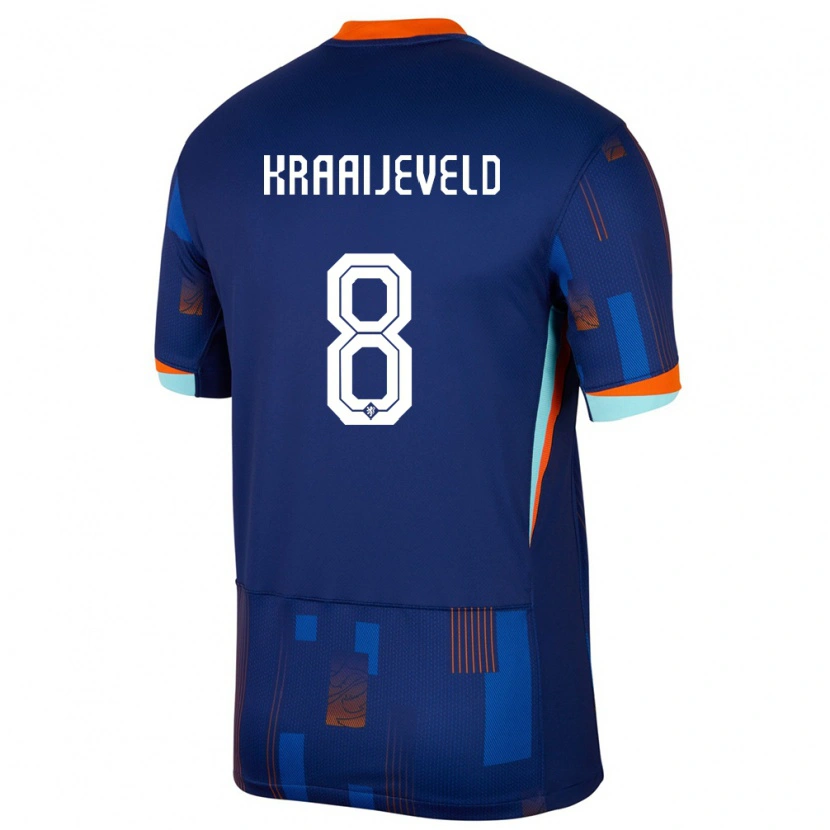 Danxen Dame Nederland Thijs Kraaijeveld #8 Blå Bortetrøye Drakt Trøye 24-26 Skjorter T-Skjorte