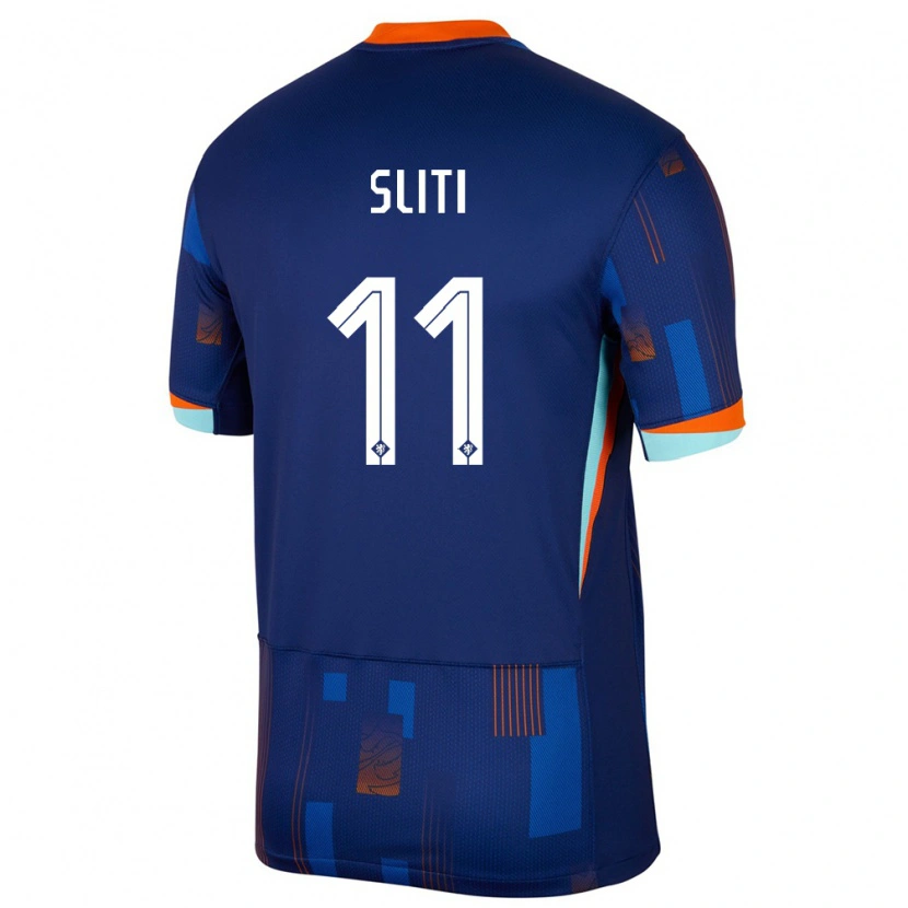Danxen Dame Nederland Aymen Sliti #11 Blå Bortetrøye Drakt Trøye 24-26 Skjorter T-Skjorte