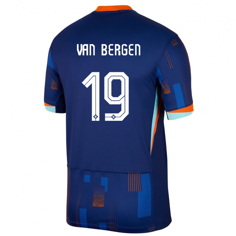 Danxen Dame Nederland Thom Van Bergen #19 Blå Bortetrøye Drakt Trøye 24-26 Skjorter T-Skjorte