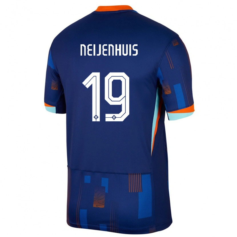Danxen Dame Nederland Kelvin Neijenhuis #19 Blå Bortetrøye Drakt Trøye 24-26 Skjorter T-Skjorte