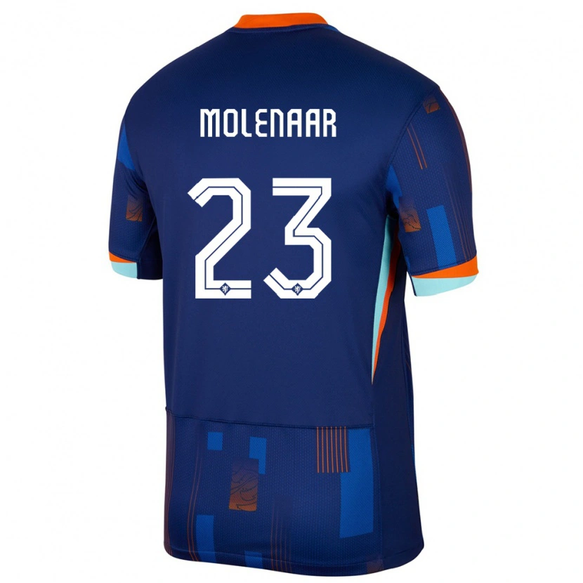 Danxen Dame Nederland Finn Molenaar #23 Blå Bortetrøye Drakt Trøye 24-26 Skjorter T-Skjorte