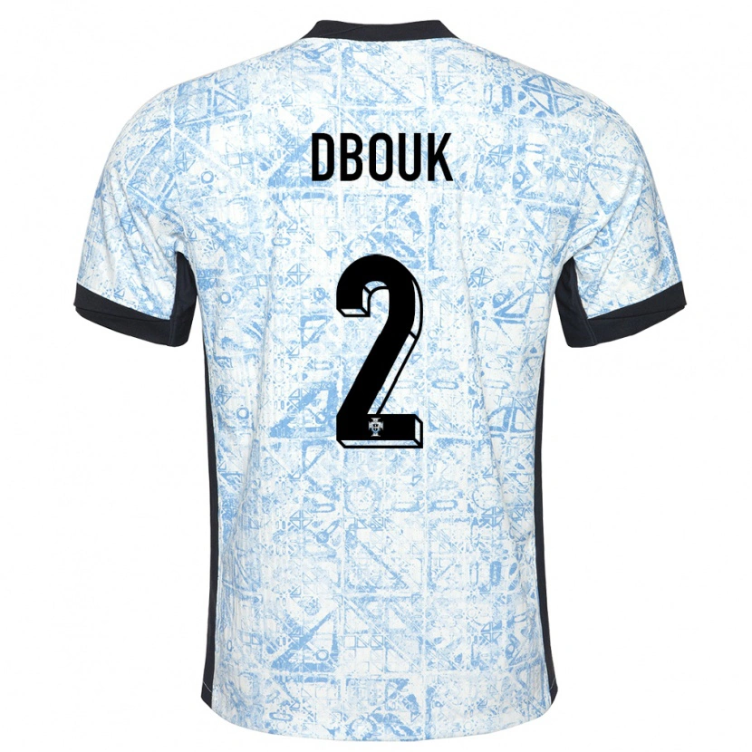 Danxen Dame Portugal Gabriel Dbouk #2 Kremblå Bortetrøye Drakt Trøye 24-26 Skjorter T-Skjorte