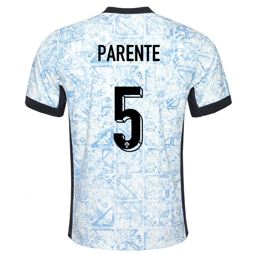 Danxen Dame Portugal Tiago Parente #5 Kremblå Bortetrøye Drakt Trøye 24-26 Skjorter T-Skjorte