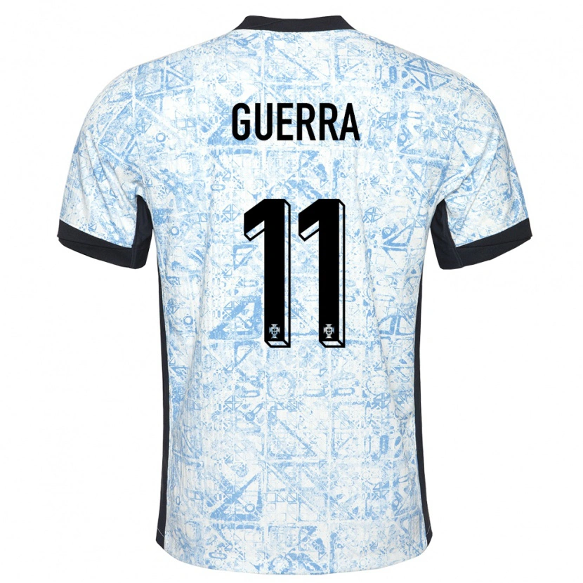 Danxen Dame Portugal Gustavo Guerra #11 Kremblå Bortetrøye Drakt Trøye 24-26 Skjorter T-Skjorte