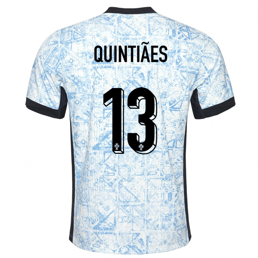 Danxen Dame Portugal Rodrigo Quintiães #13 Kremblå Bortetrøye Drakt Trøye 24-26 Skjorter T-Skjorte