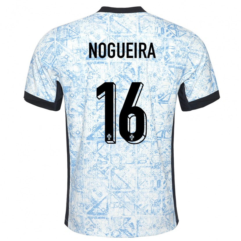 Danxen Dame Portugal Rodrigo Nogueira #16 Kremblå Bortetrøye Drakt Trøye 24-26 Skjorter T-Skjorte