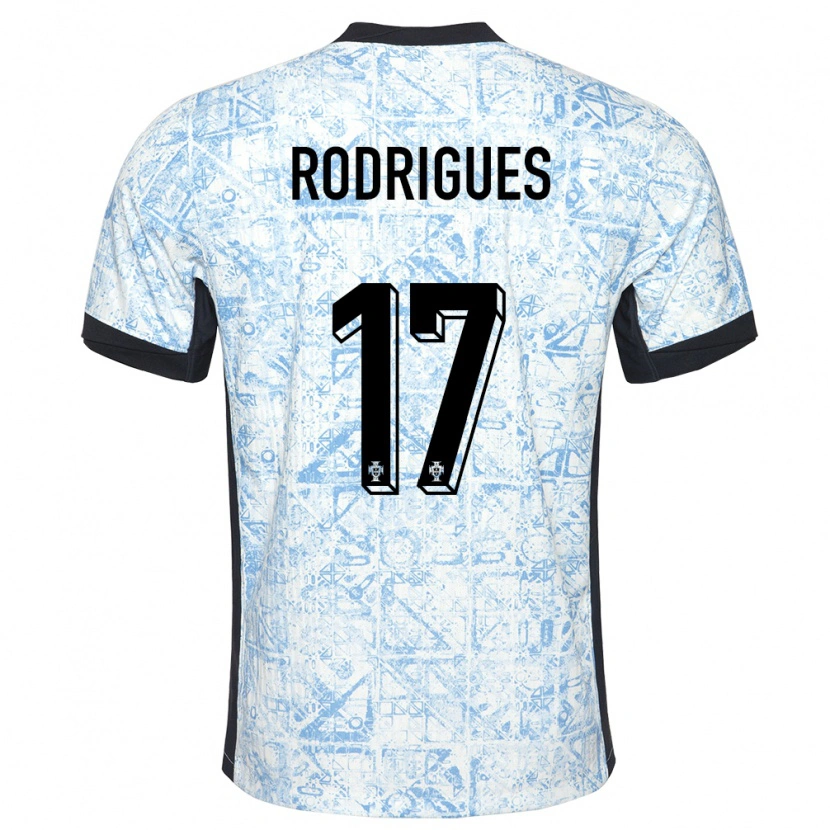 Danxen Dame Portugal Tiago Rodrigues #17 Kremblå Bortetrøye Drakt Trøye 24-26 Skjorter T-Skjorte