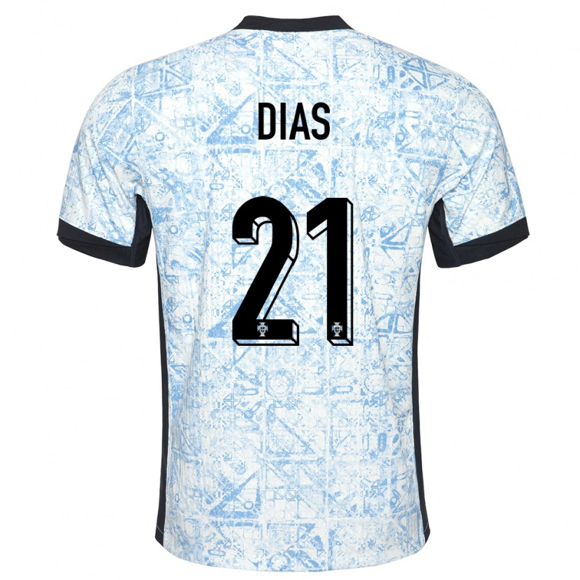 Danxen Dame Portugal Rodrigo Dias #21 Kremblå Bortetrøye Drakt Trøye 24-26 Skjorter T-Skjorte