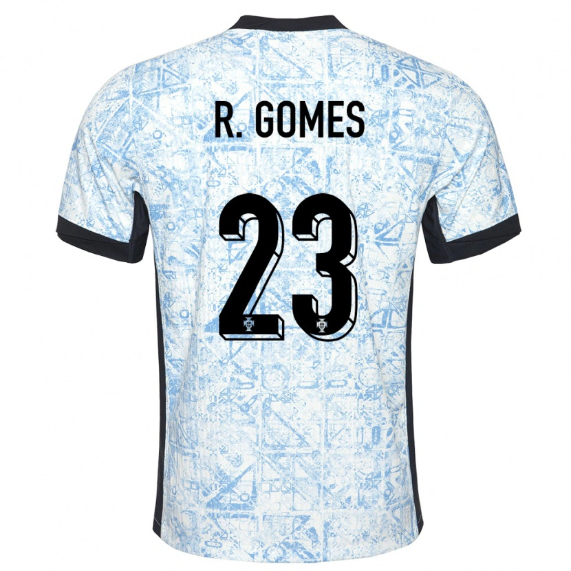 Danxen Dame Portugal Rodrigo Gomes #23 Kremblå Bortetrøye Drakt Trøye 24-26 Skjorter T-Skjorte