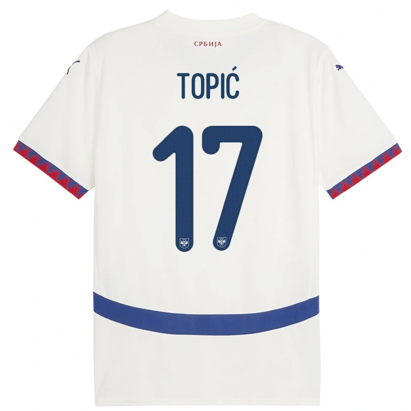 Danxen Dame Serbia Mirko Topić #17 Hvit Bortetrøye Drakt Trøye 24-26 Skjorter T-Skjorte