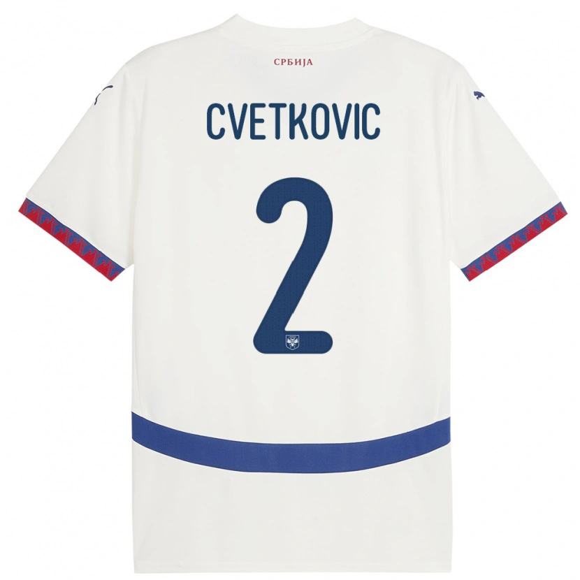 Danxen Dame Serbia Djordje Cvetkovic #2 Hvit Bortetrøye Drakt Trøye 24-26 Skjorter T-Skjorte