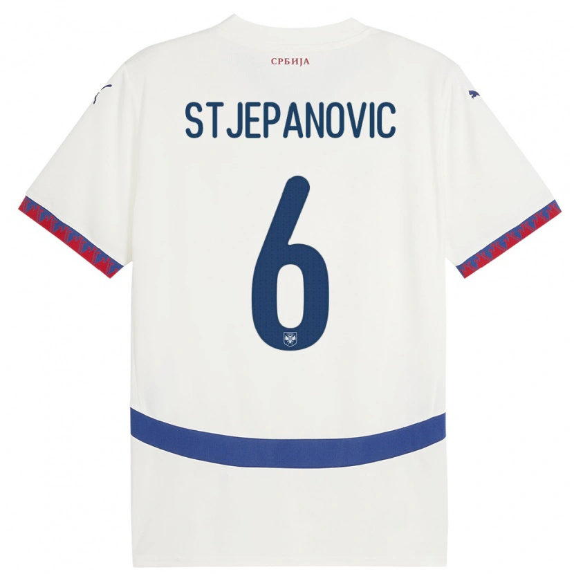 Danxen Dame Serbia Mateja Stjepanovic #6 Hvit Bortetrøye Drakt Trøye 24-26 Skjorter T-Skjorte