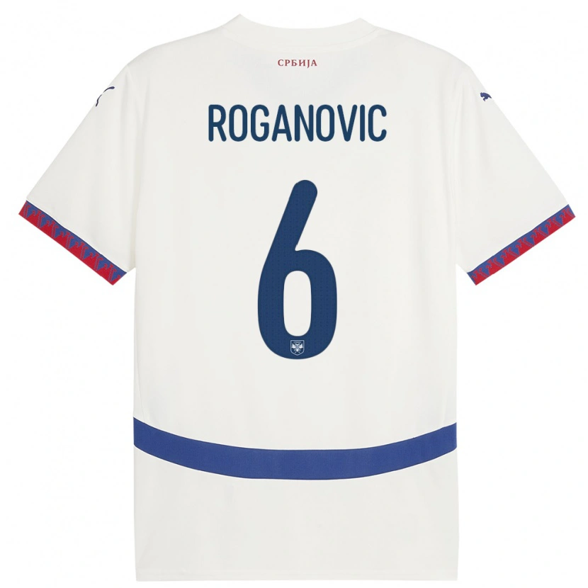 Danxen Dame Serbia Vuk Roganovic #6 Hvit Bortetrøye Drakt Trøye 24-26 Skjorter T-Skjorte