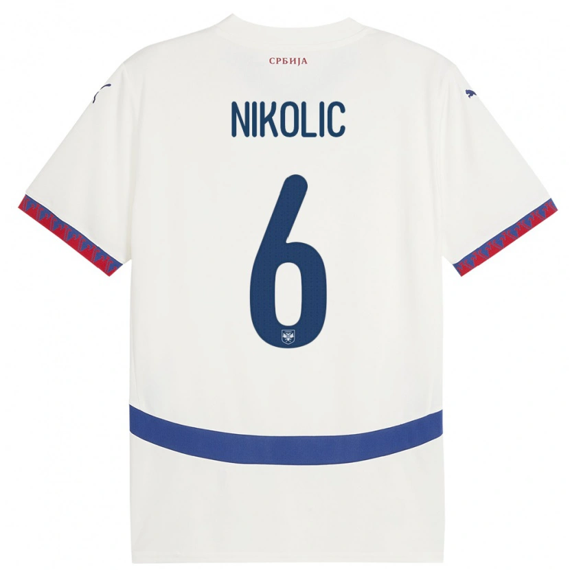 Danxen Dame Serbia Lazar Nikolic #6 Hvit Bortetrøye Drakt Trøye 24-26 Skjorter T-Skjorte