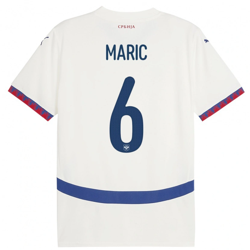Danxen Dame Serbia Andrew Maric #6 Hvit Bortetrøye Drakt Trøye 24-26 Skjorter T-Skjorte