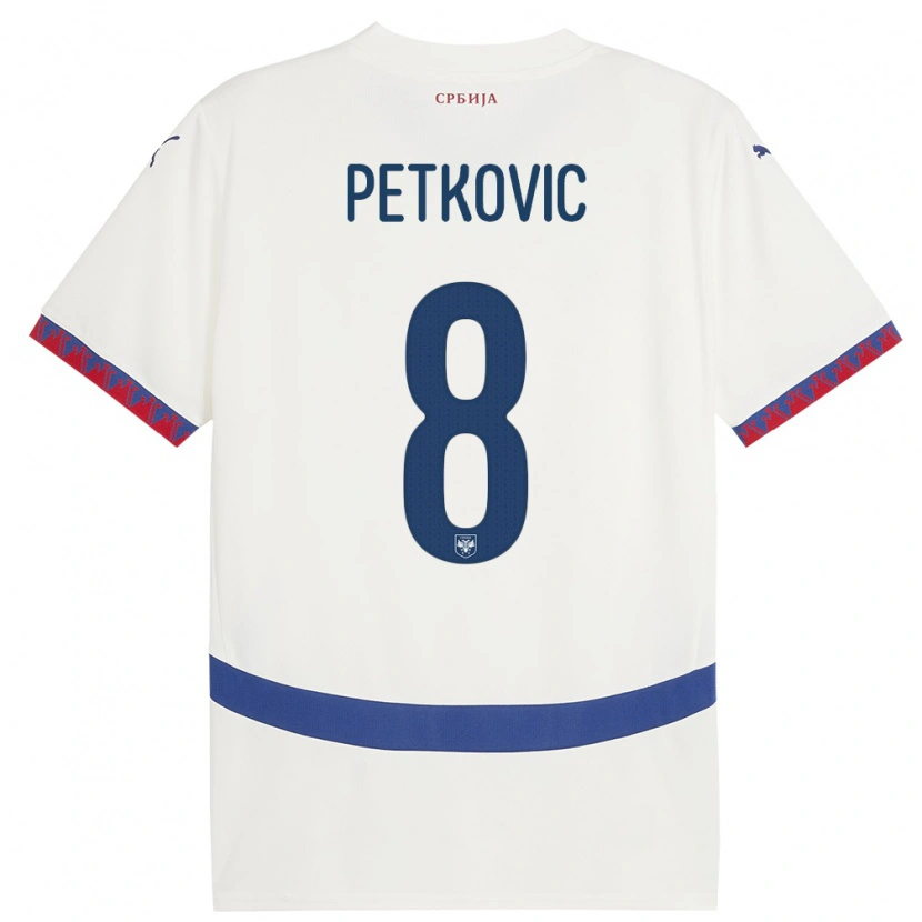 Danxen Dame Serbia Mihajlo Petkovic #8 Hvit Bortetrøye Drakt Trøye 24-26 Skjorter T-Skjorte