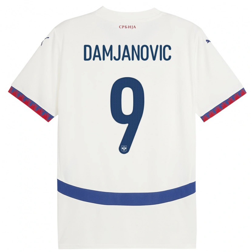 Danxen Dame Serbia Aleksa Damjanovic #9 Hvit Bortetrøye Drakt Trøye 24-26 Skjorter T-Skjorte