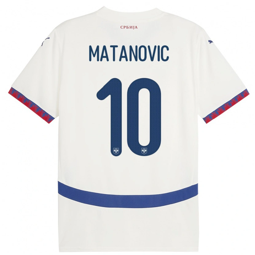 Danxen Dame Serbia Ognjen Matanovic #10 Hvit Bortetrøye Drakt Trøye 24-26 Skjorter T-Skjorte