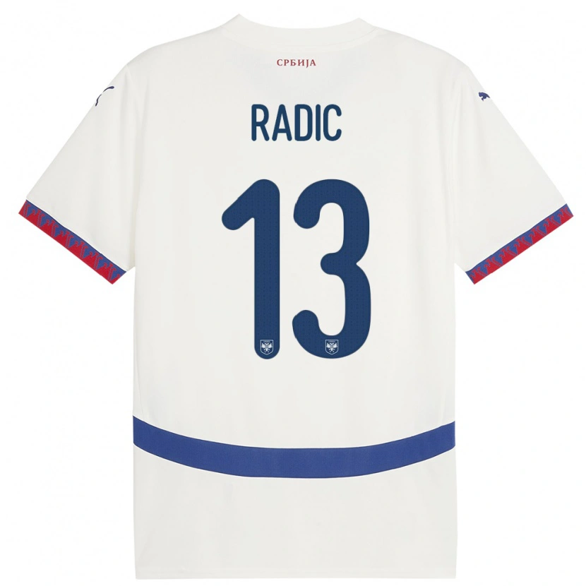 Danxen Dame Serbia Mihailo Radic #13 Hvit Bortetrøye Drakt Trøye 24-26 Skjorter T-Skjorte