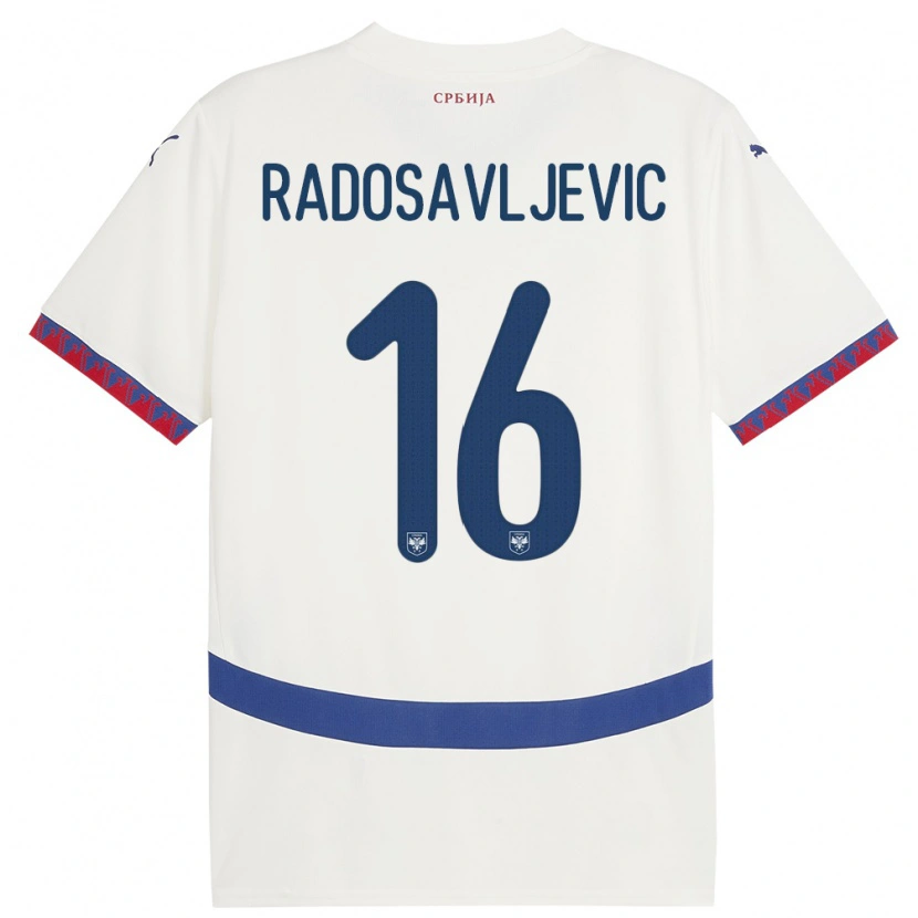 Danxen Dame Serbia Lazar Radosavljevic #16 Hvit Bortetrøye Drakt Trøye 24-26 Skjorter T-Skjorte