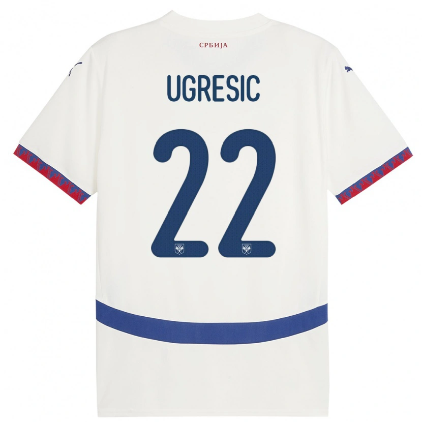 Danxen Dame Serbia Ognjen Ugresic #22 Hvit Bortetrøye Drakt Trøye 24-26 Skjorter T-Skjorte
