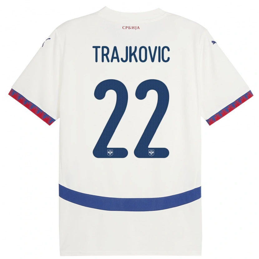 Danxen Dame Serbia Aleksa Trajkovic #22 Hvit Bortetrøye Drakt Trøye 24-26 Skjorter T-Skjorte