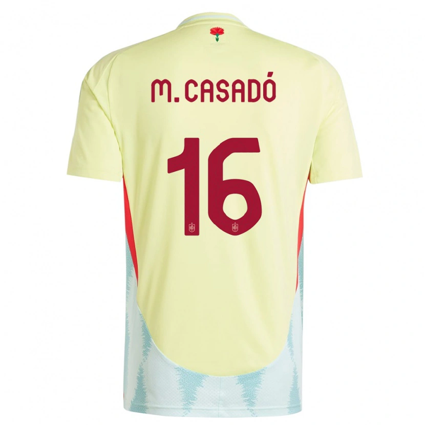 Danxen Dame Spania Marc Casadó #16 Gul Bortetrøye Drakt Trøye 24-26 Skjorter T-Skjorte