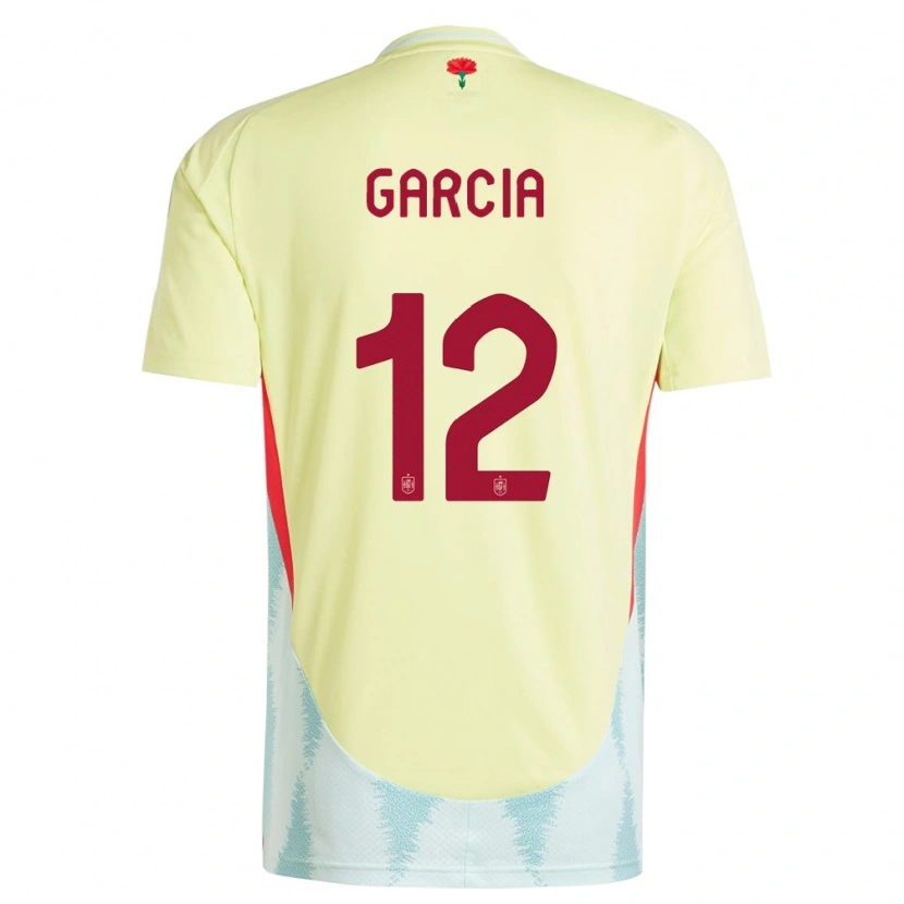 Danxen Dame Spania Pablo García #12 Gul Bortetrøye Drakt Trøye 24-26 Skjorter T-Skjorte