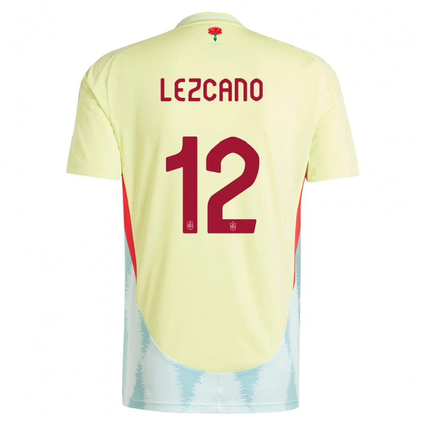 Danxen Dame Spania Álvaro Lezcano #12 Gul Bortetrøye Drakt Trøye 24-26 Skjorter T-Skjorte