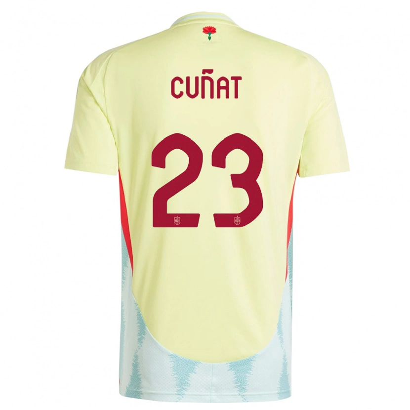 Danxen Dame Spania Pablo Cuñat #23 Gul Bortetrøye Drakt Trøye 24-26 Skjorter T-Skjorte