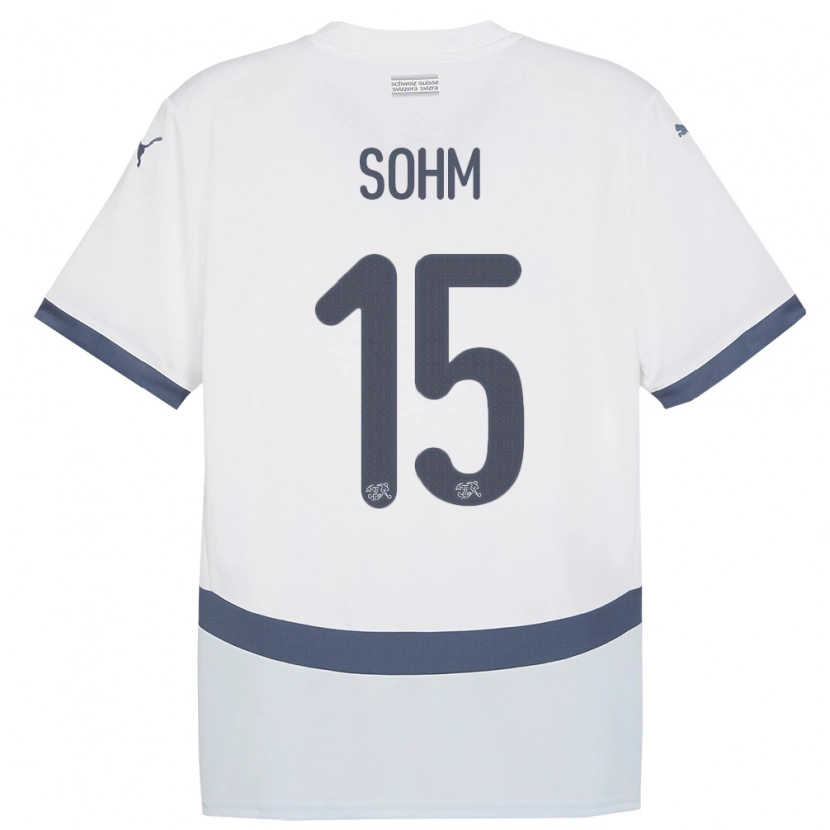 Danxen Dame Sveits Simon Sohm #15 Hvit Bortetrøye Drakt Trøye 24-26 Skjorter T-Skjorte