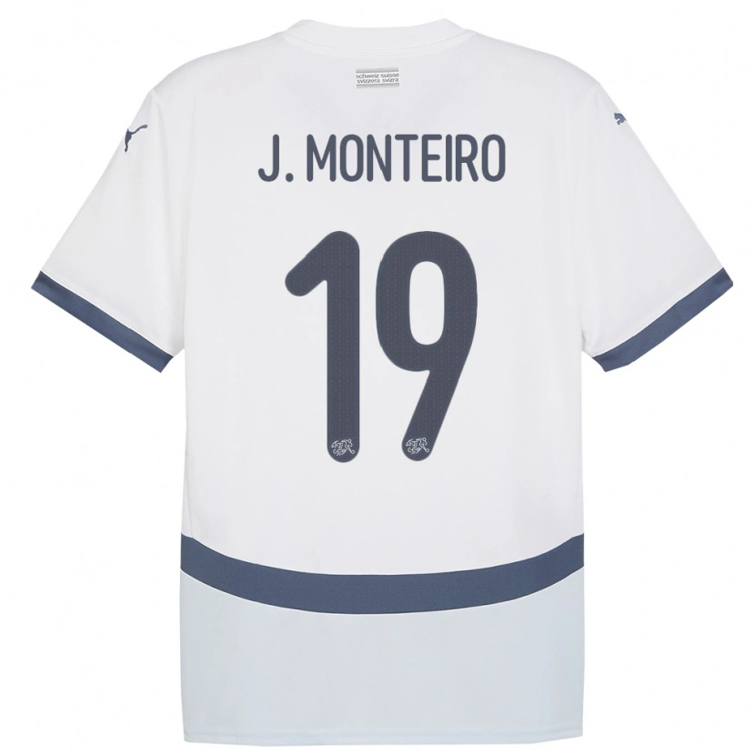 Danxen Dame Sveits Joël Monteiro #19 Hvit Bortetrøye Drakt Trøye 24-26 Skjorter T-Skjorte