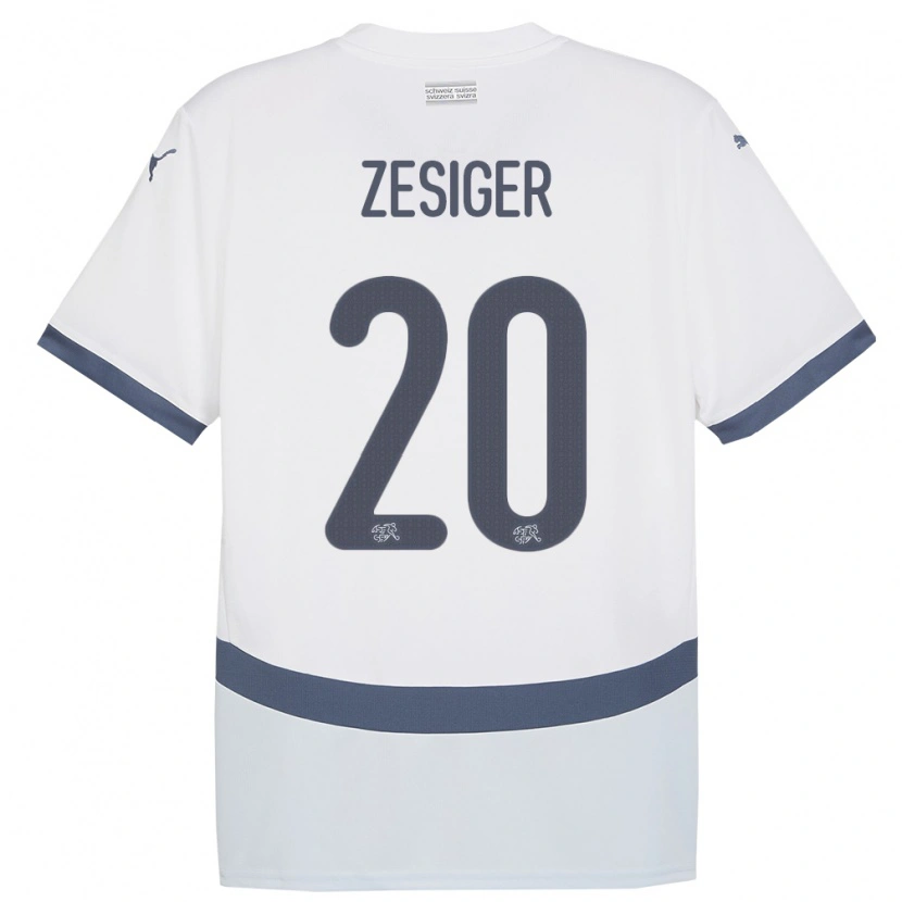 Danxen Dame Sveits Cédric Zesiger #20 Hvit Bortetrøye Drakt Trøye 24-26 Skjorter T-Skjorte
