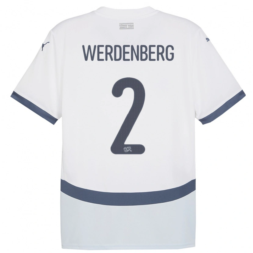 Danxen Dame Sveits Julien Werdenberg #2 Hvit Bortetrøye Drakt Trøye 24-26 Skjorter T-Skjorte