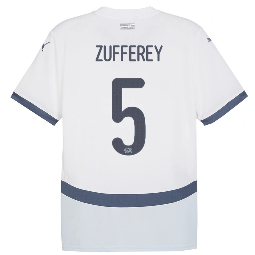 Danxen Dame Sveits Gil Zufferey #5 Hvit Bortetrøye Drakt Trøye 24-26 Skjorter T-Skjorte