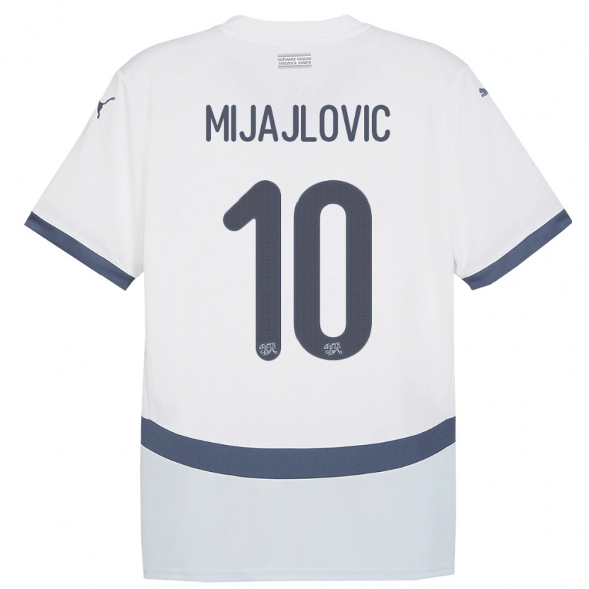 Danxen Dame Sveits Mladen Mijajlovic #10 Hvit Bortetrøye Drakt Trøye 24-26 Skjorter T-Skjorte