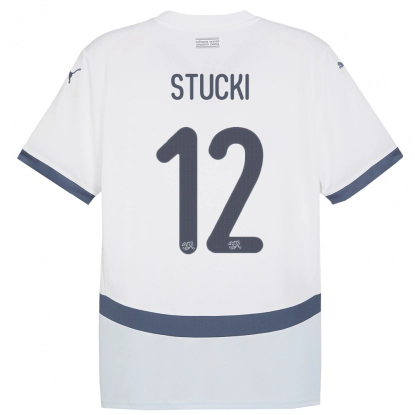 Danxen Dame Sveits Jayden Stucki #12 Hvit Bortetrøye Drakt Trøye 24-26 Skjorter T-Skjorte