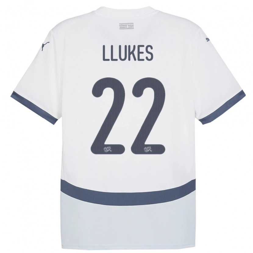 Danxen Dame Sveits Adrien Llukes #22 Hvit Bortetrøye Drakt Trøye 24-26 Skjorter T-Skjorte